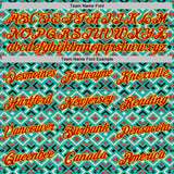 Custom Aqua Red-Gold Geometric Digital Mosaic Performance T-Shirt