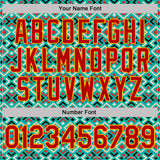 Custom Aqua Red-Gold Geometric Digital Mosaic Performance T-Shirt