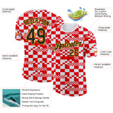 Custom White Black Red-Gold Geometric Digital Mosaic Performance T-Shirt