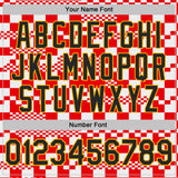Custom White Black Red-Gold Geometric Digital Mosaic Performance T-Shirt