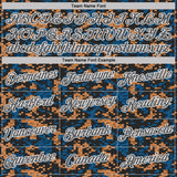 Custom Black Steel Gray Blue Brown-White Geometric Digital Mosaic Performance T-Shirt