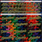 Custom Red US Navy Blue Green Black-Gold Geometric Digital Mosaic Performance T-Shirt