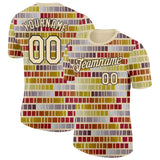 Custom Cream Green-Black Geometric Digital Mosaic Performance T-Shirt
