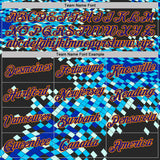 Custom Black Dark Purple Blue-Bay Orange Geometric Digital Mosaic Performance T-Shirt