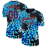 Custom Black Dark Purple Blue-Bay Orange Geometric Digital Mosaic Performance T-Shirt