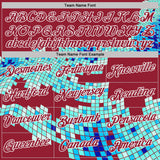Custom Cardinal Green Blue-White Geometric Digital Mosaic Performance T-Shirt
