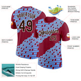 Custom Cardinal Brown Blue-White Geometric Digital Mosaic Performance T-Shirt