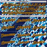 Custom Navy Brown Blue-Gold Geometric Digital Mosaic Performance T-Shirt