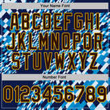 Custom Navy Brown Blue-Gold Geometric Digital Mosaic Performance T-Shirt