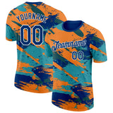 Custom US Navy Blue Orange Green-White Grunge Paint Splatter Performance T-Shirt