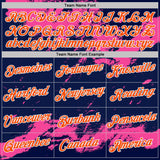 Custom Navy Orange Pink-White Grunge Paint Splatter Performance T-Shirt