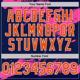 Custom Navy Orange Pink-White Grunge Paint Splatter Performance T-Shirt