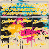 Custom Cream Yellow Blue Pink-White Dripping Grunge Paint Splatter Performance T-Shirt