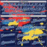 Custom Navy US Navy Blue Red Yellow-White Dripping Grunge Paint Splatter Performance T-Shirt