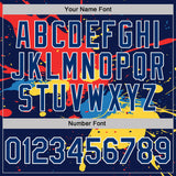 Custom Navy US Navy Blue Red Yellow-White Dripping Grunge Paint Splatter Performance T-Shirt
