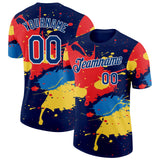 Custom Navy US Navy Blue Red Yellow-White Dripping Grunge Paint Splatter Performance T-Shirt