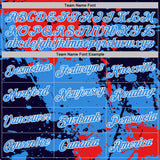 Custom Powder Blue Red Black-White Grunge Paint Splatter Performance T-Shirt