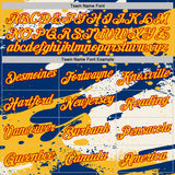 Custom US Navy Blue Yellow-Red Grunge Paint Splatter Performance T-Shirt