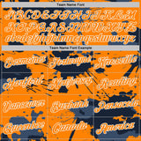 Custom Bay Orange Blue-White Grunge Paint Splatter Performance T-Shirt
