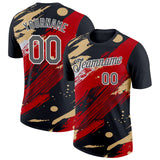 Custom Black Steel Gray Red Cream-White Grunge Paint Splatter Performance T-Shirt