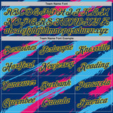 Custom US Navy Blue Pink-Yellow Grunge Paint Splatter Performance T-Shirt