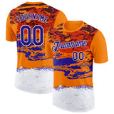 Custom Bay Orange Dark Purple-White Grunge Paint Splatter Performance T-Shirt