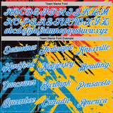 Custom Yellow Powder Blue Pink Black-White Grunge Paint Splatter Performance T-Shirt