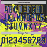 Custom Black Royal Purple Green-Yellow Grunge Paint Splatter Performance T-Shirt