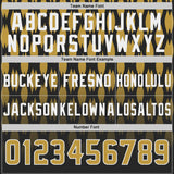 Custom Black Old Gold-White Authentic Geometric Pixel Grid Fade Football Jersey