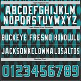 Custom Black Teal-White Authentic Geometric Pixel Grid Fade Football Jersey