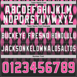 Custom Black Pink-White Authentic Geometric Pixel Grid Fade Football Jersey