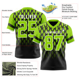 Custom Black Neon Green-White Authentic Geometric Pixel Grid Fade Football Jersey