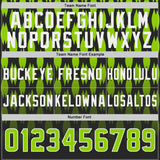 Custom Black Neon Green-White Authentic Geometric Pixel Grid Fade Football Jersey