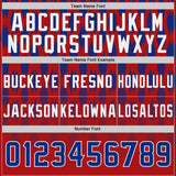 Custom Red Royal-White Authentic Geometric Pixel Grid Fade Football Jersey