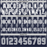 Custom Navy Gray-White Authentic Geometric Pixel Grid Fade Football Jersey