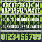 Custom Navy Neon Green-White Authentic Geometric Pixel Grid Fade Football Jersey