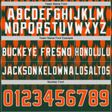 Custom Green Orange-White Authentic Geometric Pixel Grid Fade Football Jersey