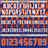 Custom Royal Orange-White Authentic Geometric Pixel Grid Fade Football Jersey