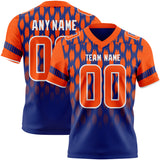 Custom Royal Orange-White Authentic Geometric Pixel Grid Fade Football Jersey