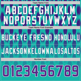 Custom Aqua Purple-White Authentic Geometric Pixel Grid Fade Football Jersey