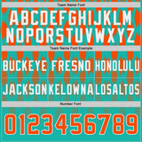 Custom Aqua Orange-White Authentic Geometric Pixel Grid Fade Football Jersey