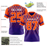 Custom Purple Orange-White Authentic Geometric Pixel Grid Fade Football Jersey