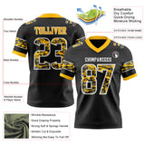Custom Black Camo White-Gold Authentic Digital Camouflage Panel Football Jersey