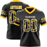 Custom Black Camo White-Gold Authentic Digital Camouflage Panel Football Jersey