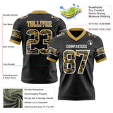 Custom Black Camo White-Old Gold Authentic Digital Camouflage Panel Football Jersey