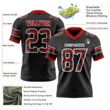 Custom Black Camo White-Red Authentic Digital Camouflage Panel Football Jersey