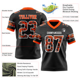 Custom Black Camo White-Orange Authentic Digital Camouflage Panel Football Jersey