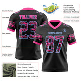 Custom Black Camo Light Blue-Pink Authentic Digital Camouflage Panel Football Jersey