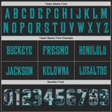 Custom Black Camo Teal-Gray Authentic Digital Camouflage Panel Football Jersey