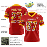 Custom Red Camo White-Gold Authentic Digital Camouflage Panel Football Jersey